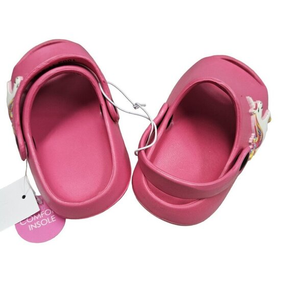 Pink Unicorn Kids Clogs With Comfort‎ Insole Adjustable Strap Slip On Whimsical - Picture 3 of 9